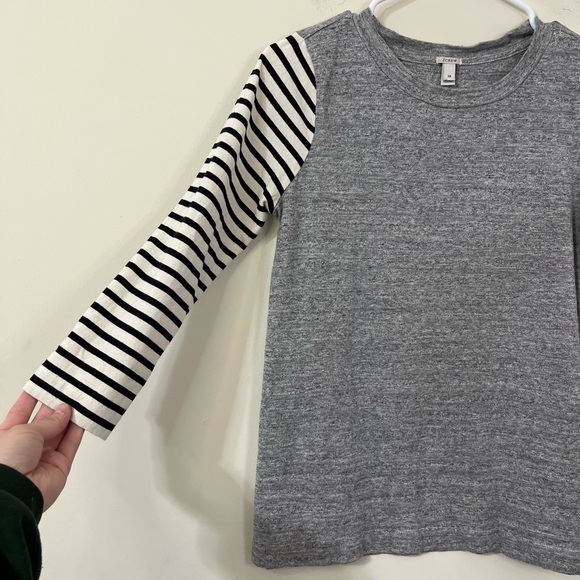 J. Crew Black White Gray Colorblock 3/4 Sleeve Shirt XS - Picture 2 of 7
